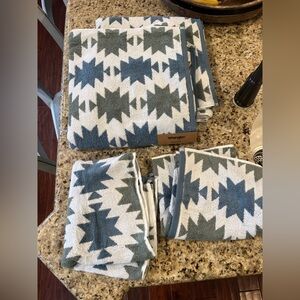 Wrangler Blue and Green Patterned Bath and Hand Towel Set